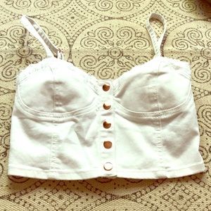 White denim crop top